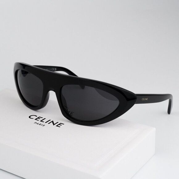 NEW Celine CL40261I 01A Black Dark Grey Wraparound Unisex Sunglasses CL 40261I - Picture 2 of 10